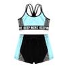 winying Kids Girls Two Piece Activewear Padded Bra Top with Boxer Shorts Slim Fit Tracksuit for Yoga Workout Blue 6 Years view 3