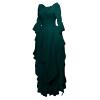 SHOPESSA Women's High Low Victorian Dress Puff Sleeve Off Shoulder Ruffle Medieval Costume for Women Renaissance Dress Green view 3