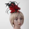 Alvivi Mini Top Hat Hair Clip Feathers Flower Decor Fascinator Cocktail Hats for Women Girls Halloween Christmas Party Black&Red One Size view 2