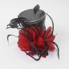 Alvivi Mini Top Hat Hair Clip Feathers Flower Decor Fascinator Cocktail Hats for Women Girls Halloween Christmas Party Black&Red One Size view 3