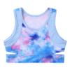 Loloda Kids Girls Tie-Dye Sleeveless Cutout Back Tank Tops Sports Bra for Ballet Dance Gymnastics Workout Sky_Blue 10 Years view 3