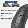 Hycline Fat Bike Replacement Tire: 26x4.0 Inch Puncture Resistant Folding MTB Bicycle Tires, All Terrain High-Density Bike Tires with Street or Trail Riding-Black view 3