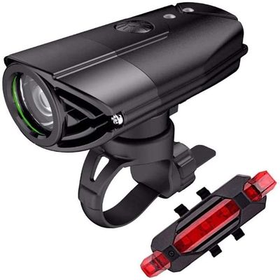 SMSOM Bike Lights Front and Back Set - Bicycle Accessories for Night Riding - USB Rechargeable Bike Light Set, Waterproof, LED Safety Flashlight Cycling Accessories - Black