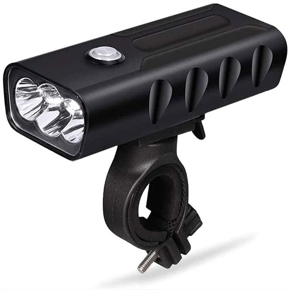SMSOM USB Rechargeable LED Bike Lights, Super Bright Front Bicycle Light, IPX5 Waterproof 1500LM Cycling Light, 5 Modes, Easy to Install for Men Women Kids Road Mountain Cycling (Black)