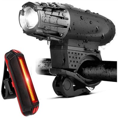 SMSOM Bike Lights Set - Super Bright Front and Back LED Lights - Easy to Mount Bike Headlight and Tail Light for Night Riding - Front and Rear Light Fits All Bikes, IPX6 Waterproof (Black)