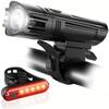 SMSOM USB Rechargeable LED Bike Light Set, Bicycle Headlight Front Light & Free Rear Back Tail Light, Waterproof, Easy to Install for Kids Men Women Road Cycling Safety Commuter Flashlight (Black) view 1