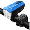 SMSOM LED Bicycle Headlight, Bike Lights with Horn, USB Rechargeable Bicycle Headlight, Waterproof, 4 Lighting Modes Fits All Bicycles for Road and Mountain (Color : Blue) view 1