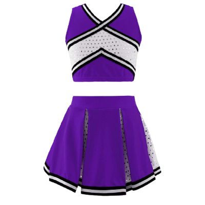 Loloda Girls Children Dress Cheer Leader Costume School Uniform Youth Cheerleading Outfit Halloween Carnival Party Purple 16 Years