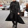 Mens Double Breasted Trench Coat Classic Slim Fit Pea Coats Windbreaker Big & Tall Lightweight Jacket Overcoat Plus Size Black view 2