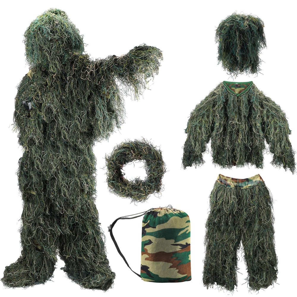 ZORVEM Ghillie Suit, 3D Camouflage Hunting Apparel for Kids/Youth/Teen(S/M/L/XL/XXL) Mens Halloween Costumes for 2025