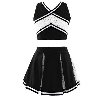 Loloda Girls Children Dress Cheer Leader Costume School Uniform Youth Cheerleading Outfit Halloween Carnival Party Black 16 Years