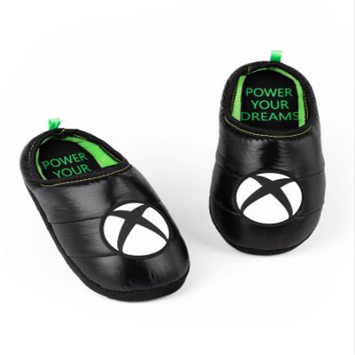 Xbox Slippers Boys Kids Teens Game Console Logo Green Black Shoes 5.5 US