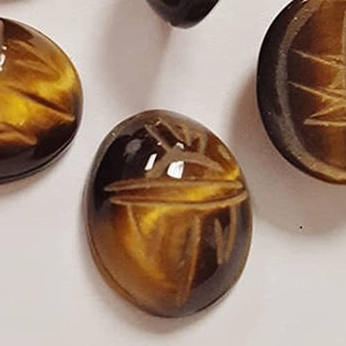 3 Vintage Japanese Genuine Tiger Eye Gemstone 12x10mm. Oval Scarabs R862