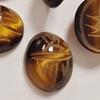 3 Vintage Japanese Genuine Tiger Eye Gemstone 12x10mm. Oval Scarabs R862 view 1