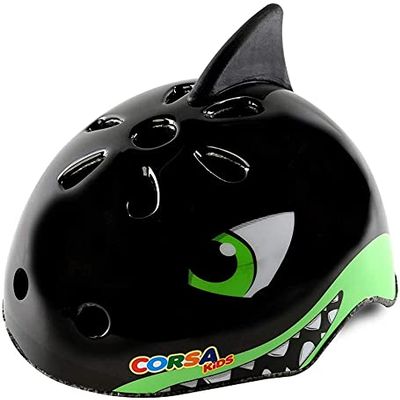 Youth Kids Bike Helmet, Adjustable and Multi-Sport for Child Boys and Girls, 2 Sizes for Kids Age 8-10-12-14 Years (Black Shark, Medium)