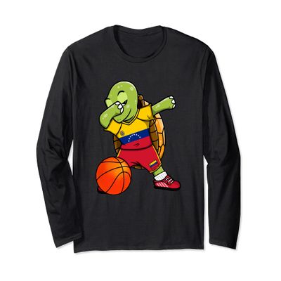 Dabbing Turtle Venezuela Jersey Venezuelan Basketball Fans Long Sleeve T-Shirt