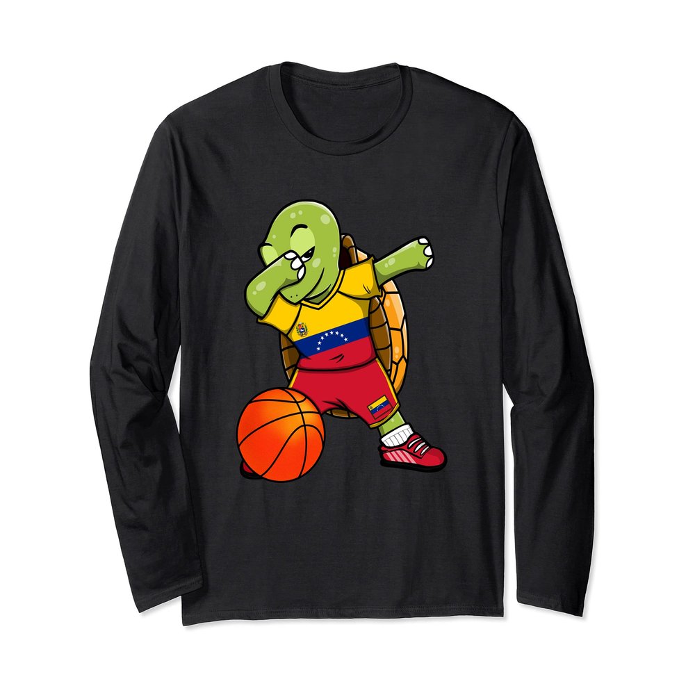 Dabbing Turtle Venezuela Jersey Venezuelan Basketball Fans Long Sleeve T-Shirt