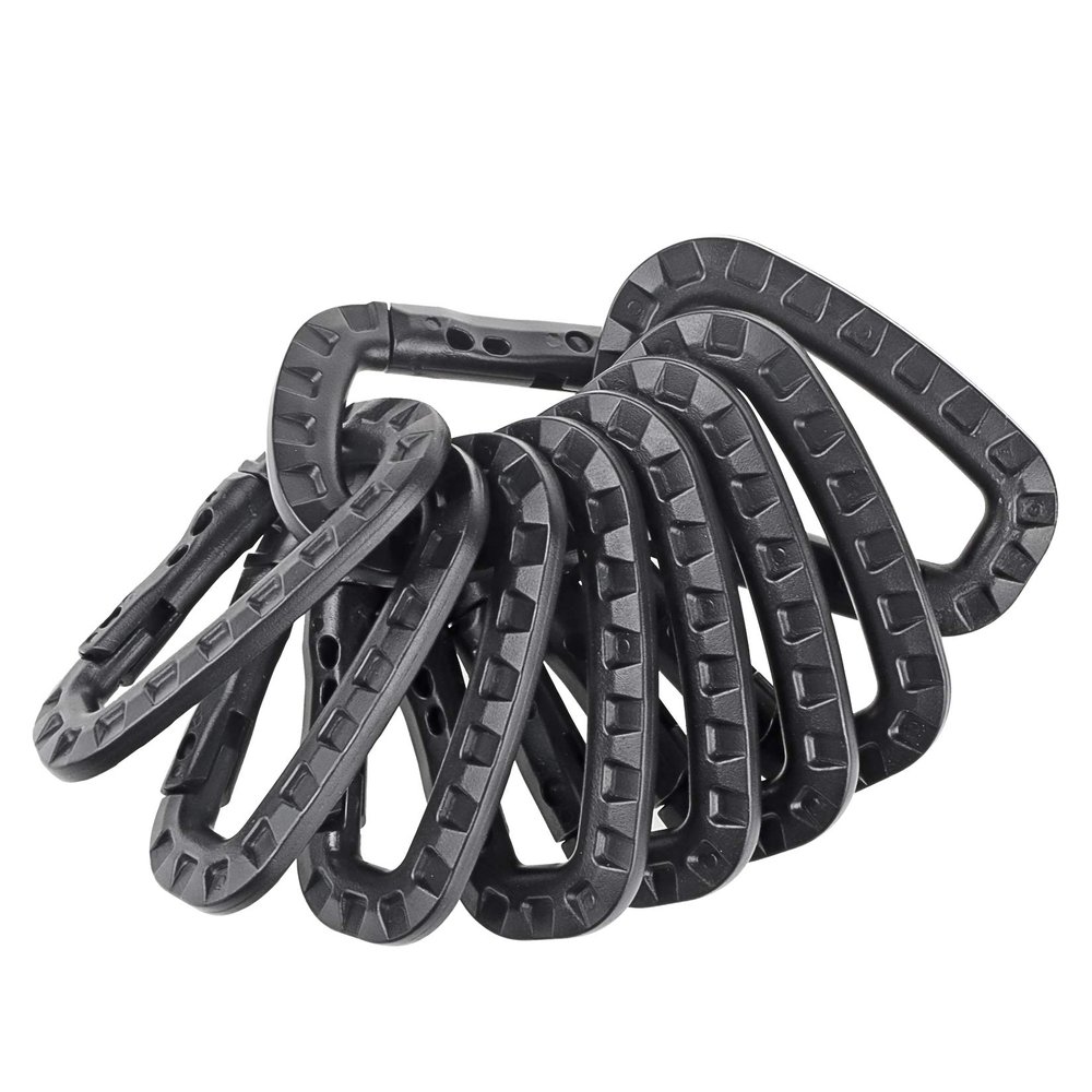 12 Pack Tactical Carabiners Keychain D Rings Spring Snap Gear Clip Utility Hooks Backpack Hanging Buckle Travelling for Camping