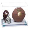 Better Display Cases Acrylic Display Case for Full Size Football and Mini Helmet - Large Rectangle Box with Clear Case, Blue Risers and White Base 19.25" x 8.25" x 8" (B47/A103) view 1