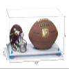 Better Display Cases Acrylic Display Case for Full Size Football and Mini Helmet - Large Rectangle Box with Clear Case, Blue Risers and White Base 19.25" x 8.25" x 8" (B47/A103) view 2