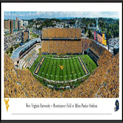 West Virginia Mountaineers Gold RushFootball - 40.25x13.75-inch Standard Framed Print by Blakeway Panoramas