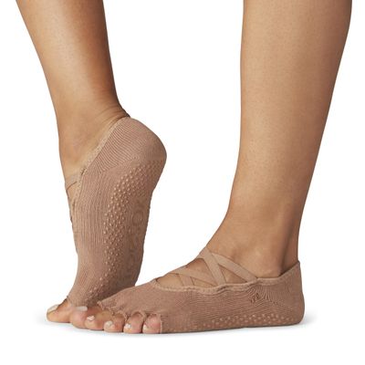toesox Elle Half Toe Grip Socks  Non-Slip Grip Sole for Yoga, Pilates, Gym - Non Skid Open Toe Socks for Women