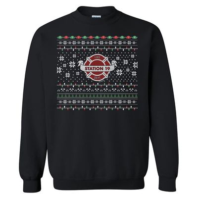 ABC Station 19 Holiday Fleece Crewneck Sweatshirt Black