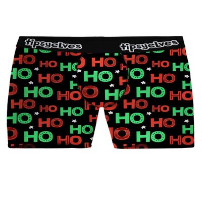 Tipsy Elves Mens Red and Green Ho Ho Ho Boxer Breifs for Festivities and Parties Size Small