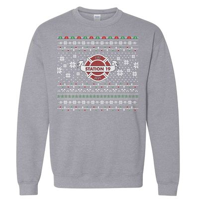 ABC Station 19 Holiday Fleece Crewneck Sweatshirt Grey