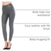 Women's High Waist Faux Leather Leggings Tights Pleather Pants, Charcoal, Small view 4