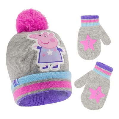 Hasbro Girls Winter Accessory Hat And Mittens Set, Peppa Pig Toddler Beanie For Toddler Ages 2-5