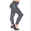 Women's High Waist Faux Leather Leggings Tights Pleather Pants, Charcoal, Medium view 2