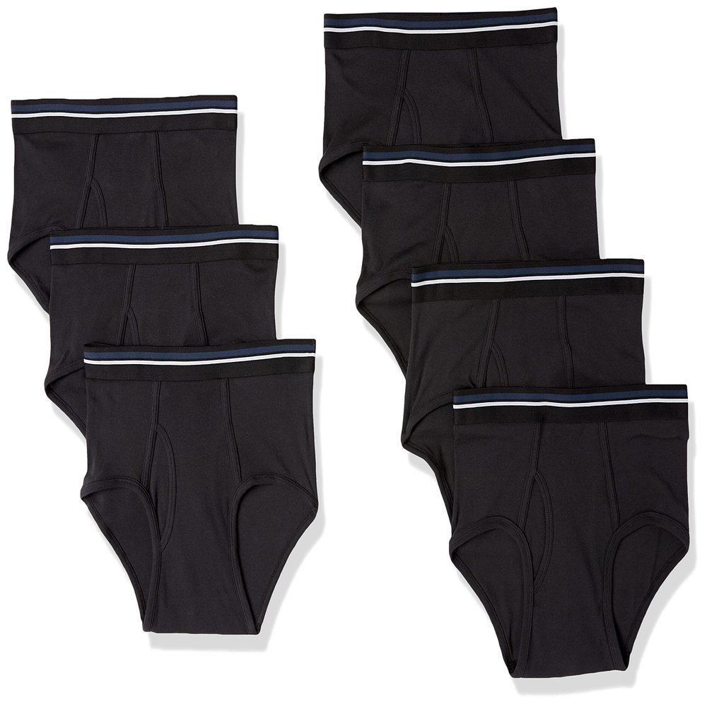 Amazon Essentials Men's Cotton Breathable Tag-Free Briefs Underwear, Pack of 7, Black, X-Large