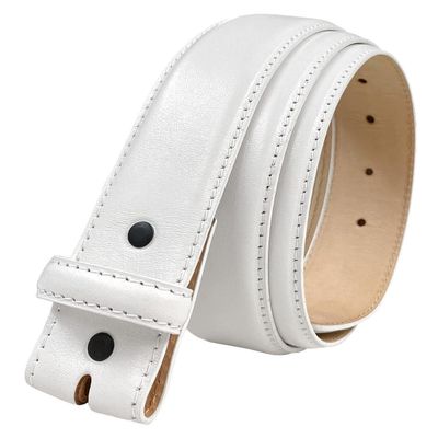 38MM Italian Calfskin Genuine Leather Dress Belt Strap with Snaps 1-1/2"(38mm) Wide (Smooth White, 42)