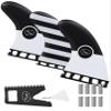Ho Stevie! Thruster Surfboard Fins (3 Fins) - Twin Tab or Single Tab Sizes, with Fin Bag, Screws, Wax Comb and Fin Key (Black with White Stripes, Twin Tab) view 1