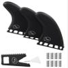 Ho Stevie! Thruster Surfboard Fins (3 Fins) - Twin Tab or Single Tab Sizes, with Fin Bag, Screws, Wax Comb and Fin Key (Black, Single Tab) view 1