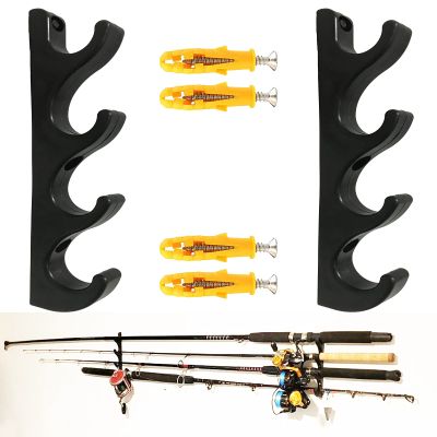 AUXPhome Horizontal Fishing Rod Rack, Plastic, 1-1/8 Inch Aperture, Holds 4 Rods, Easy Assembly, Save Space