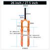 LvTu Front Fork 26 27.5 inch Orange, Travel 120mm Straight 1-1/8" Manual Lockout Suspension Fork for Mountain Bike (Size : 27.5 inches) view 2