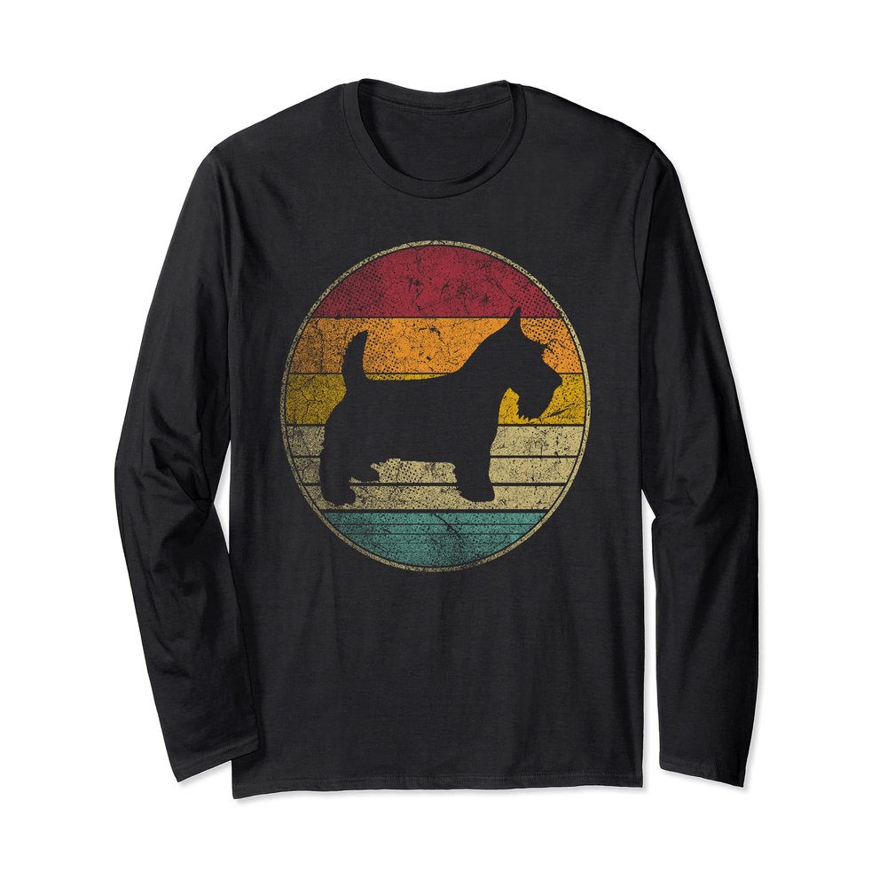 Scottie Scottish Terrier Dog Breed Animal Pet Lover Retro Long Sleeve T-Shirt
