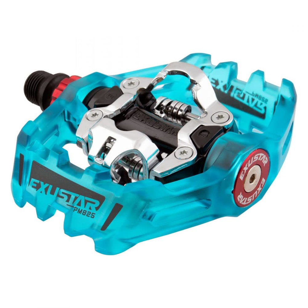 Exustar Pedals MTB Double Clipless PM825 Alloy Blue/Silver SPD - E-PM825-TRBL