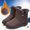 oiangi Snow Boots for Women Waterproof Fashion Solid Round Toe Slip-on Platform Ankle Boots Winter Comfortable Warm Quilted Outdoor Casual Flat Shoes view 2