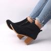 oiangi Womens Chunky Heel Snow Boots Fashion Buckle Strap Solid Color Round Toe Side Zipper Square Heel Short Boot Comfortable Keep Warm Casual Shoes view 4