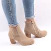 oiangi Womens Chunky Heel Snow Boots Fashion Buckle Strap Solid Color Round Toe Side Zipper Square Heel Short Boot Comfortable Keep Warm Casual Shoes view 4