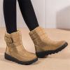 oiangi Quilted Snow Boots for Women Fashion Waterproof Round Toe Buckle Platform High Top Non-slip Ankle Booties Winter Comfy Warm Outdoor Ladies Shoes view 2