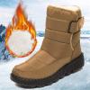 oiangi Quilted Snow Boots for Women Fashion Waterproof Round Toe Buckle Platform High Top Non-slip Ankle Booties Winter Comfy Warm Outdoor Ladies Shoes view 4