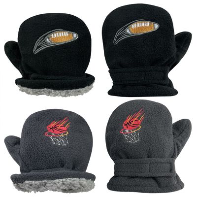 N'Ice Caps Baby Toddler Mittens Kids 2 Pairs Fleece Gloves Winter Warm Sherpa Lined (Black/Charcoal Sports, 2-3 Years)