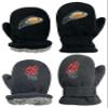 N'Ice Caps Baby Toddler Mittens Kids 2 Pairs Fleece Gloves Winter Warm Sherpa Lined (Black/Charcoal Sports, 2-3 Years) view 1