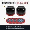 Hathaway Air Hockey Pucks and Paddles Set  Two Ergonomic 4-inch Pushers and Four 3-inch ABS Table Hockey Pucks  Durable Game Accessories Ideal for Home Play or Arcade Style Tables - Black and Red view 3