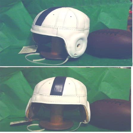 Penn State Leather Football Helmet All White Blue Stripe Adult Size