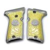 Grips for Beretta 92/96 Compact Size, Metal Beretta Grips Nickel Gold Plated Scroll Design view 1
